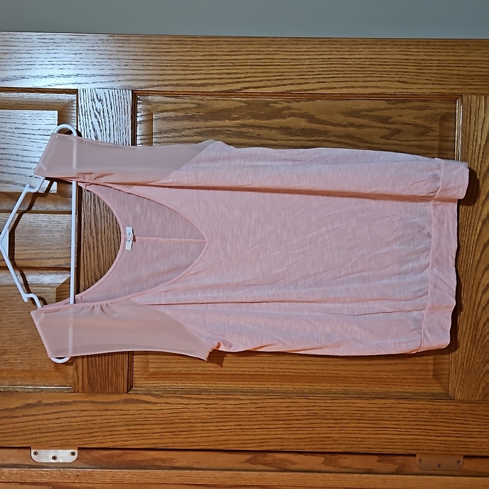 Peach top, sheer sleeves, like new